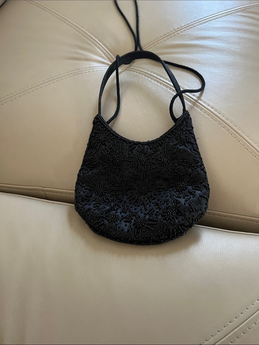 Black Beaded Evening Shoulder Bag
